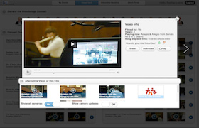 Interface for watching video clips and for switching camera angles